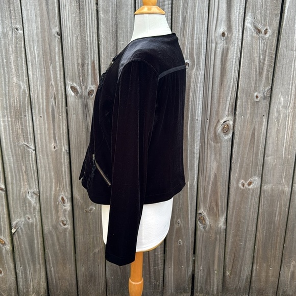 Soft Surroundings black velvet moto style jacket, size Petite Large - Picture 4 of 9